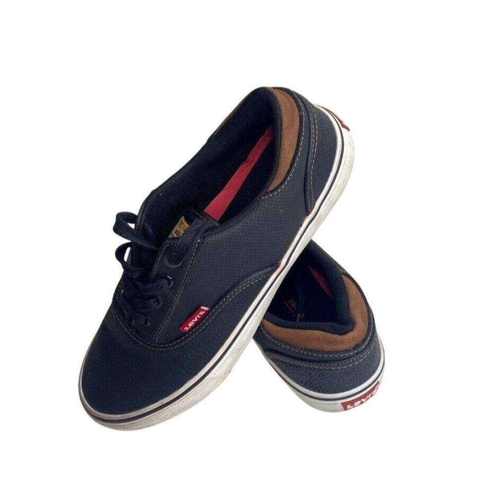 Levis Strauss Black Mens Casual Shoe Boat Flats Sneaker Comfort Lace up Size 8